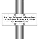 Stockage de liquides inflammables : Interdiction de fumer et d'utiliser des flammes nues