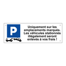 Uniquement sur les emplacements marqués. Les véhicules stationnés illégalement seront enlevés à vos frais !
