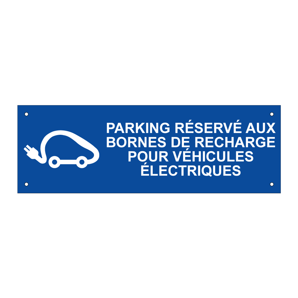 Parking réservé aux bornes de recharge pour véhicules électriques.