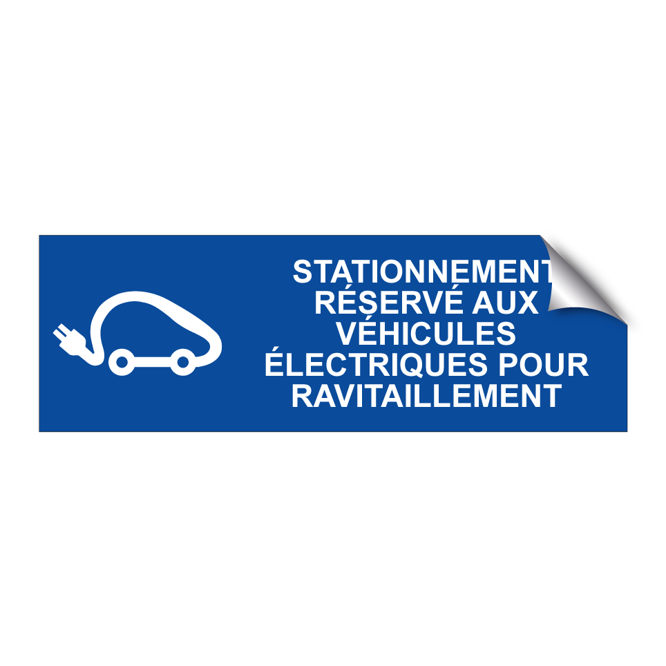 Stationnement réservé aux véhicules électriques pour ravitaillement.