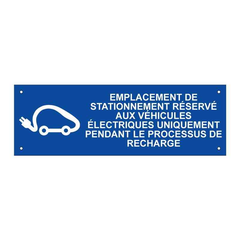 Emplacement de stationnement réservé aux véhicules électriques uniquement pendant le processus de recharge