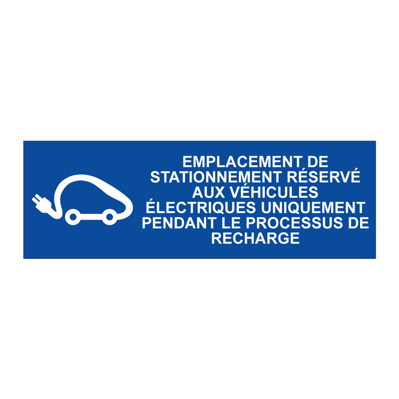 Emplacement de stationnement réservé aux véhicules électriques uniquement pendant le processus de recharge