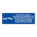 Propriété privée ! Réservé aux résidents et aux visiteurs du site. Les véhicules stationnés illégalement seront enlevés à vos frais !