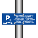 Uniquement avec ticket de stationnement, 1 heure. Les véhicules stationnés illégalement seront remorqués moyennant des frais !