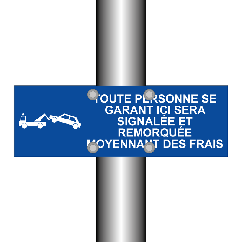 Toute personne se garant ici sera signalée et remorquée moyennant des frais.