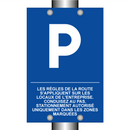 Les règles de la route s'appliquent sur les locaux de l'entreprise. Conduisez au pas. Stationnement autorisé uniquement dans les zones marquées.