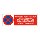 Veuillez ne pas garer de vélos ou de trottinettes ! Les objets enchaînés seront enlevés !