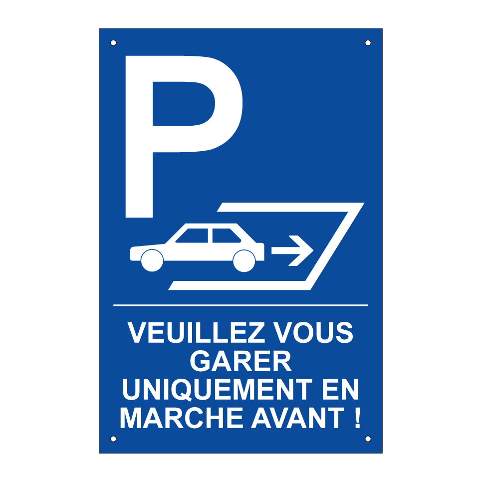 Veuillez vous garer uniquement en marche avant !