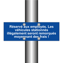 Réservé aux employés. Les véhicules stationnés illégalement seront remorqués moyennant des frais !