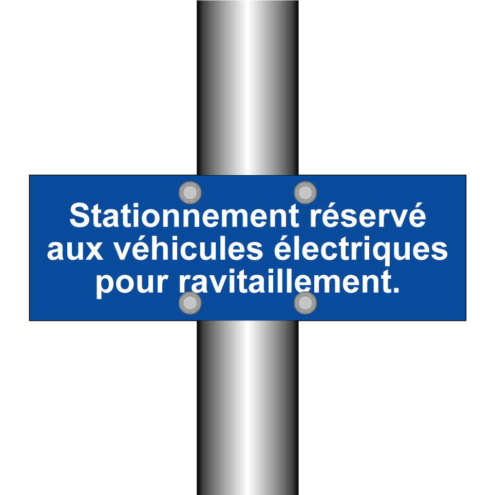 Stationnement réservé aux véhicules électriques pour ravitaillement.