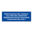 Stationnement des visiteurs. Les véhicules stationnés illégalement seront remorqués moyennant des frais !
