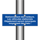 Stationnement des visiteurs. Les véhicules stationnés illégalement seront remorqués moyennant des frais !