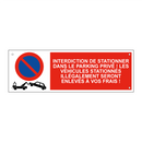 Interdiction de stationner dans le parking privé ! Les véhicules stationnés illégalement seront enlevés à vos frais !