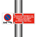Pas de stationnement sur le trottoir ! Les véhicules garés illégalement seront enlevés moyennant des frais !