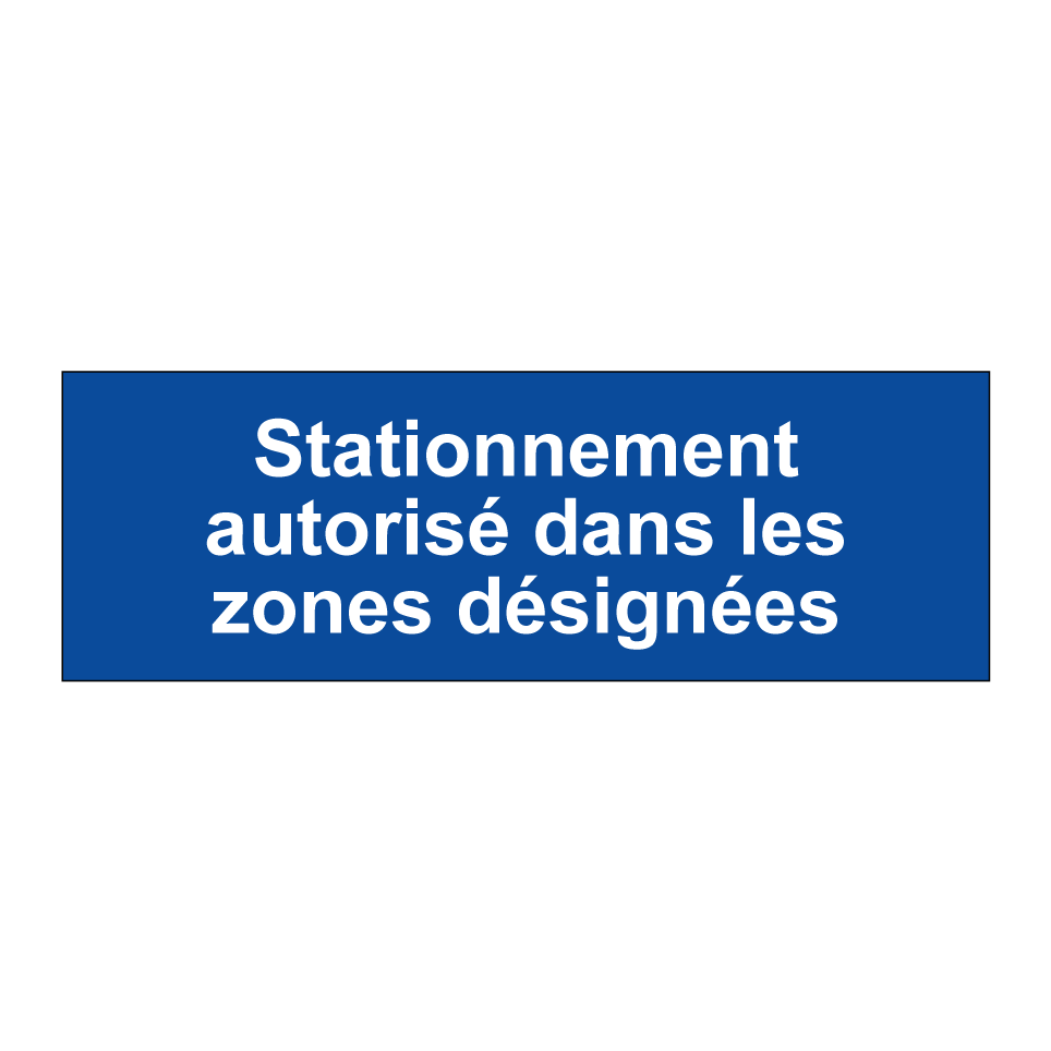 Stationnement autorisé dans les zones désignées