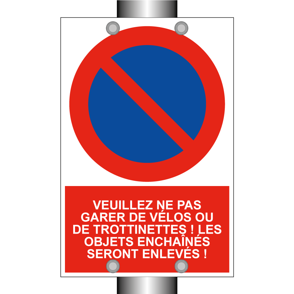 Veuillez ne pas garer de vélos ou de trottinettes ! Les objets enchaînés seront enlevés !