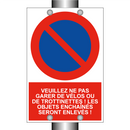 Veuillez ne pas garer de vélos ou de trottinettes ! Les objets enchaînés seront enlevés !