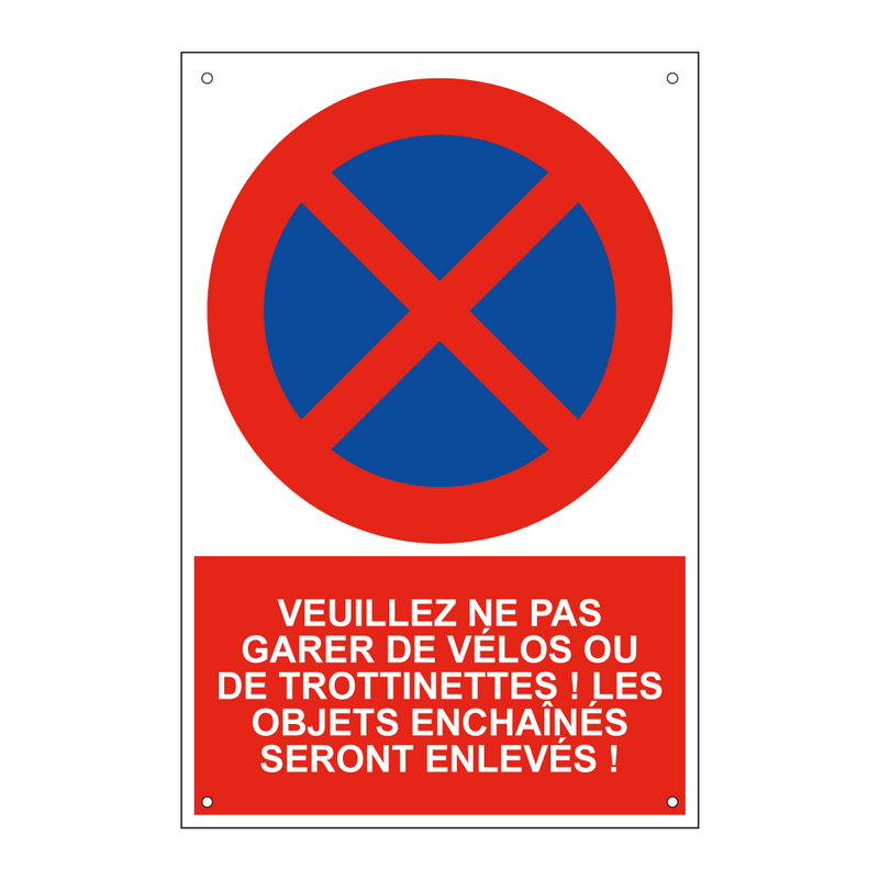 Veuillez ne pas garer de vélos ou de trottinettes ! Les objets enchaînés seront enlevés !