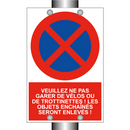 Veuillez ne pas garer de vélos ou de trottinettes ! Les objets enchaînés seront enlevés !