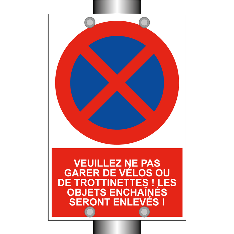 Veuillez ne pas garer de vélos ou de trottinettes ! Les objets enchaînés seront enlevés !