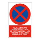Veuillez ne pas garer de vélos ou de trottinettes ! Les objets enchaînés seront enlevés !