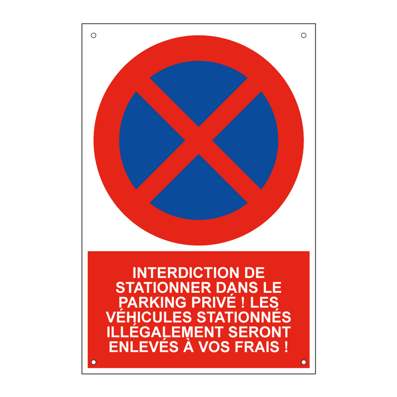 Interdiction de stationner dans le parking privé ! Les véhicules stationnés illégalement seront enlevés à vos frais !