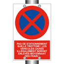 Pas de stationnement sur le trottoir ! Les véhicules garés illégalement seront enlevés moyennant des frais !