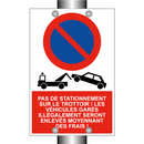 Pas de stationnement sur le trottoir ! Les véhicules garés illégalement seront enlevés moyennant des frais !