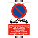 Stationnement interdit sur la voie d'accès des pompiers ! Les véhicules en infraction seront enlevés à vos frais !