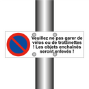Veuillez ne pas garer de vélos ou de trottinettes ! Les objets enchaînés seront enlevés !