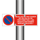 Veuillez ne pas garer de vélos ou de trottinettes ! Les objets enchaînés seront enlevés !