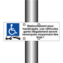 Stationnement pour handicapés. Les véhicules garés illégalement seront remorqués moyennant des frais !