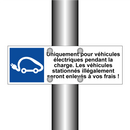Uniquement pour véhicules électriques pendant la charge. Les véhicules stationnés illégalement seront enlevés à vos frais !