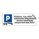 Visiteurs. Les véhicules stationnés illégalement seront remorqués moyennant des frais !