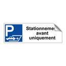 Stationnement avant uniquement