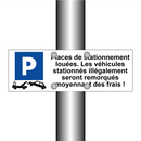Places de stationnement louées. Les véhicules stationnés illégalement seront remorqués moyennant des frais !