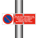 Pas de stationnement sur le trottoir ! Les véhicules garés illégalement seront enlevés moyennant des frais !