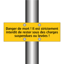 Danger de mort ! Il est strictement interdit de rester sous des charges suspendues ou levées !