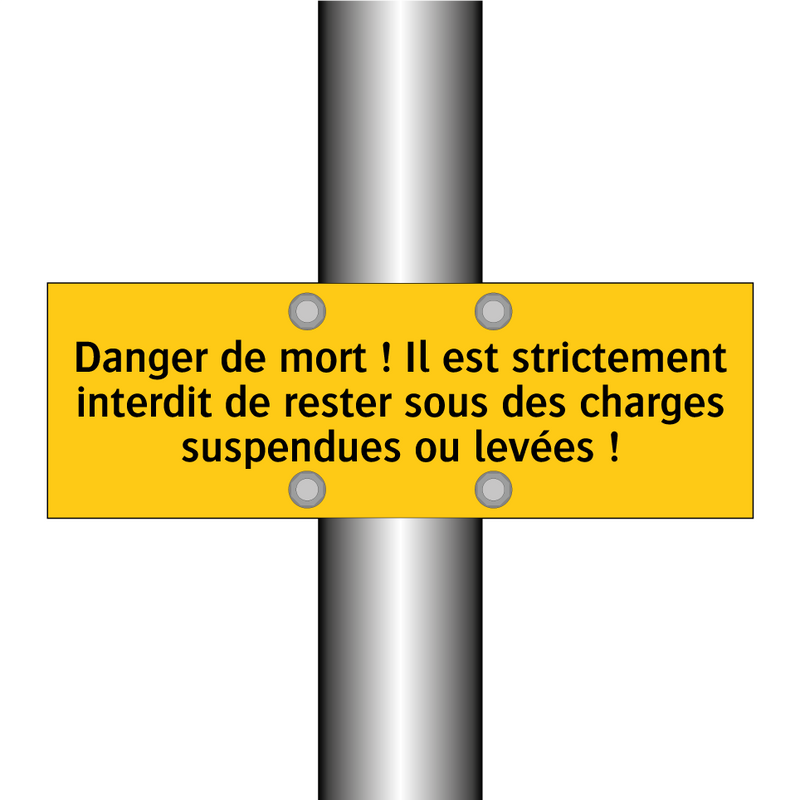 Danger de mort ! Il est strictement interdit de rester sous des charges suspendues ou levées !