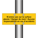 N'entrez pas sur la surface glacée ! Danger de mort ! Aucune responsabilité en cas d'accidents