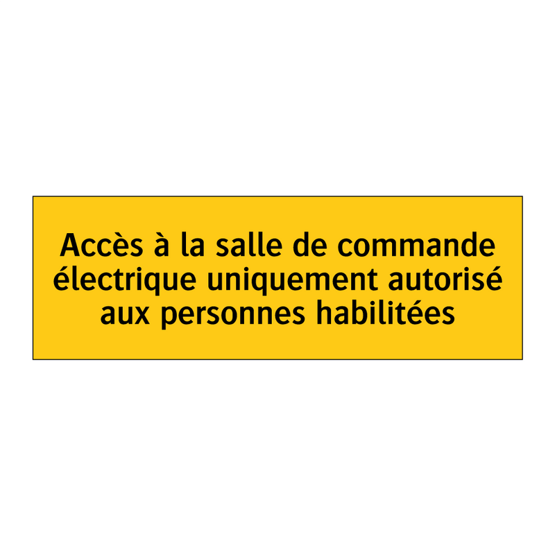 Accès à la salle de commande électrique uniquement autorisé aux personnes habilitées