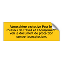 Atmosphère explosive Pour les routines de travail et l'équipement, voir le document de protection contre les explosions
