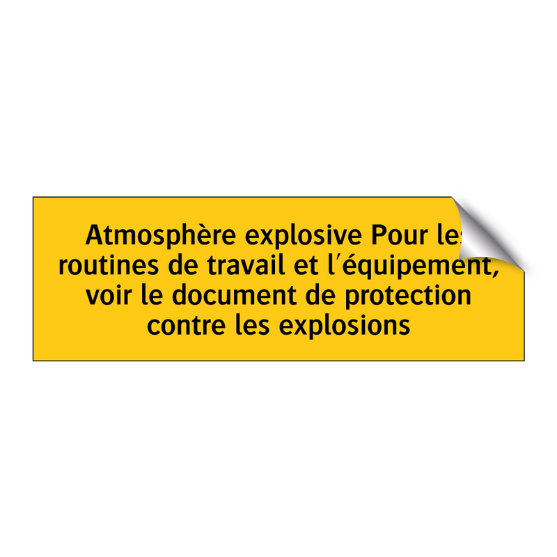 Atmosphère explosive Pour les routines de travail et l'équipement, voir le document de protection contre les explosions