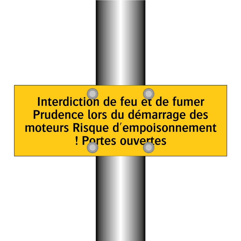 Interdiction de feu et de fumer Prudence lors du démarrage des moteurs Risque d'empoisonnement ! Portes ouvertes