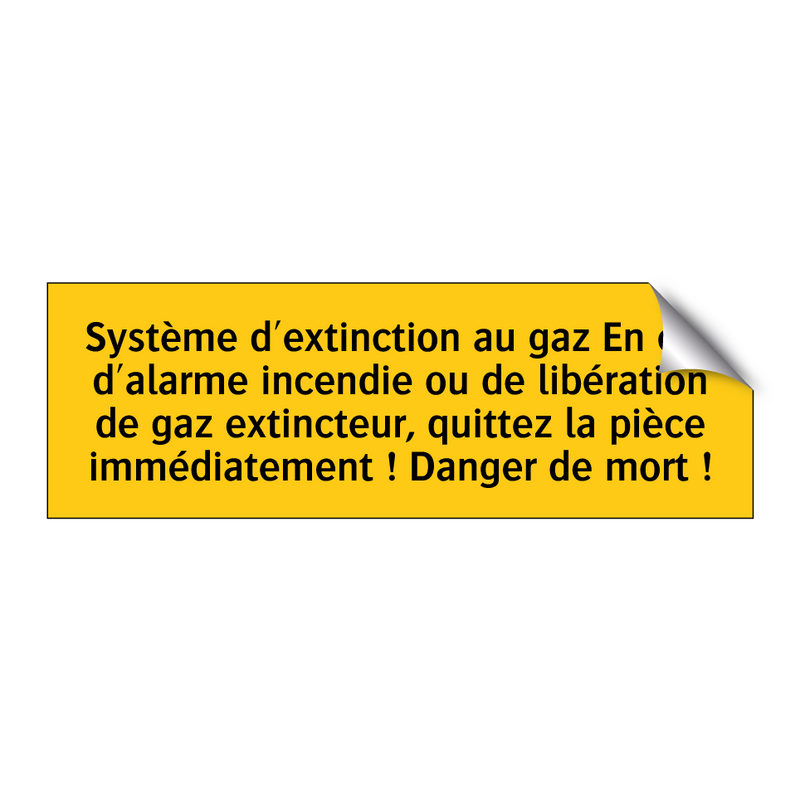 Système d'extinction au gaz En cas d'alarme incendie ou de libération de gaz extincteur, quittez la pièce immédiatement ! Danger de mort !