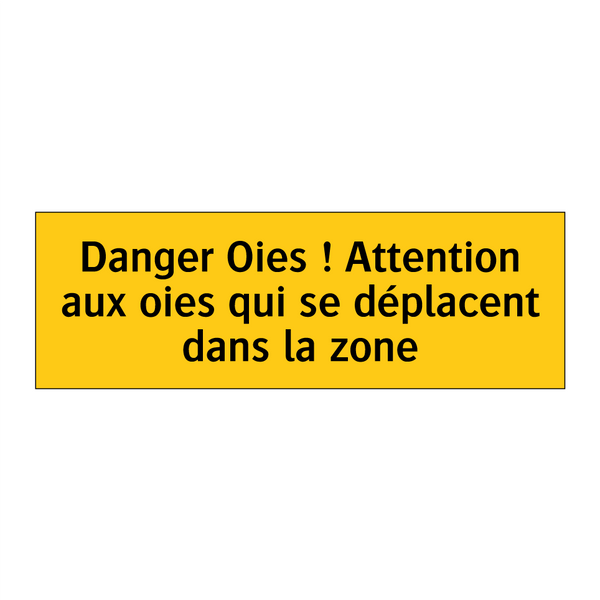 Danger Oies ! Attention aux oies qui se déplacent dans la zone
