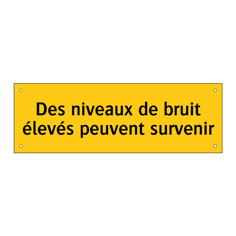 Des niveaux de bruit élevés peuvent survenir