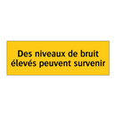 Des niveaux de bruit élevés peuvent survenir