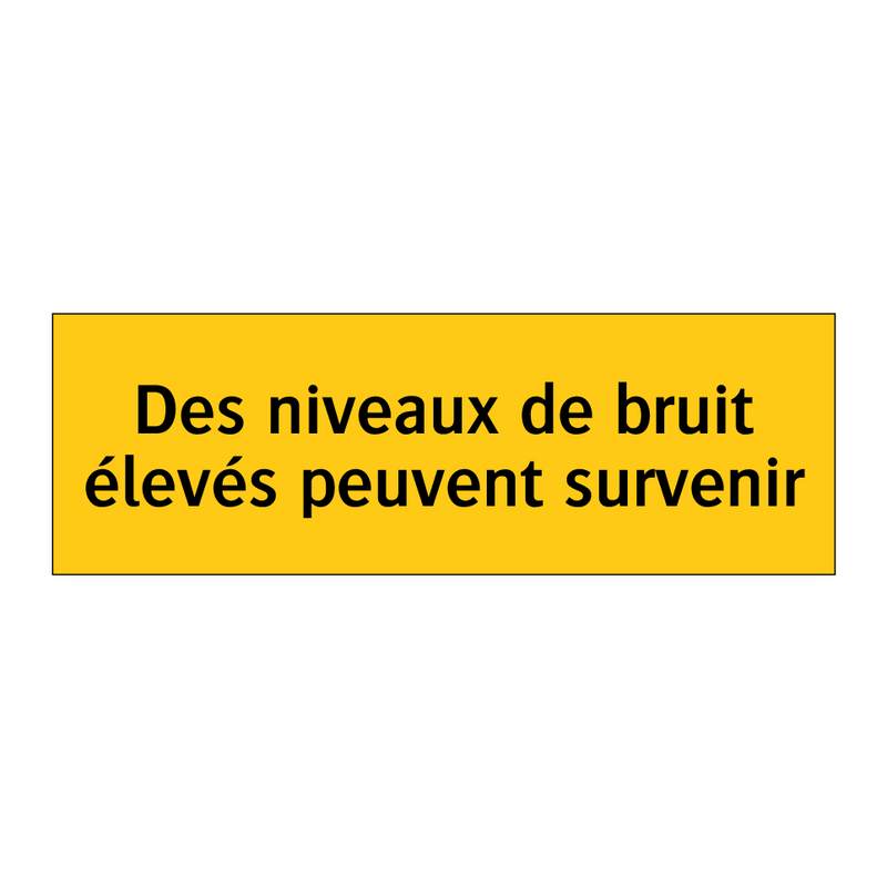 Des niveaux de bruit élevés peuvent survenir