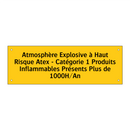 Atmosphère Explosive à Haut Risque Atex - Catégorie 1 Produits Inflammables Présents Plus de 1000H/An